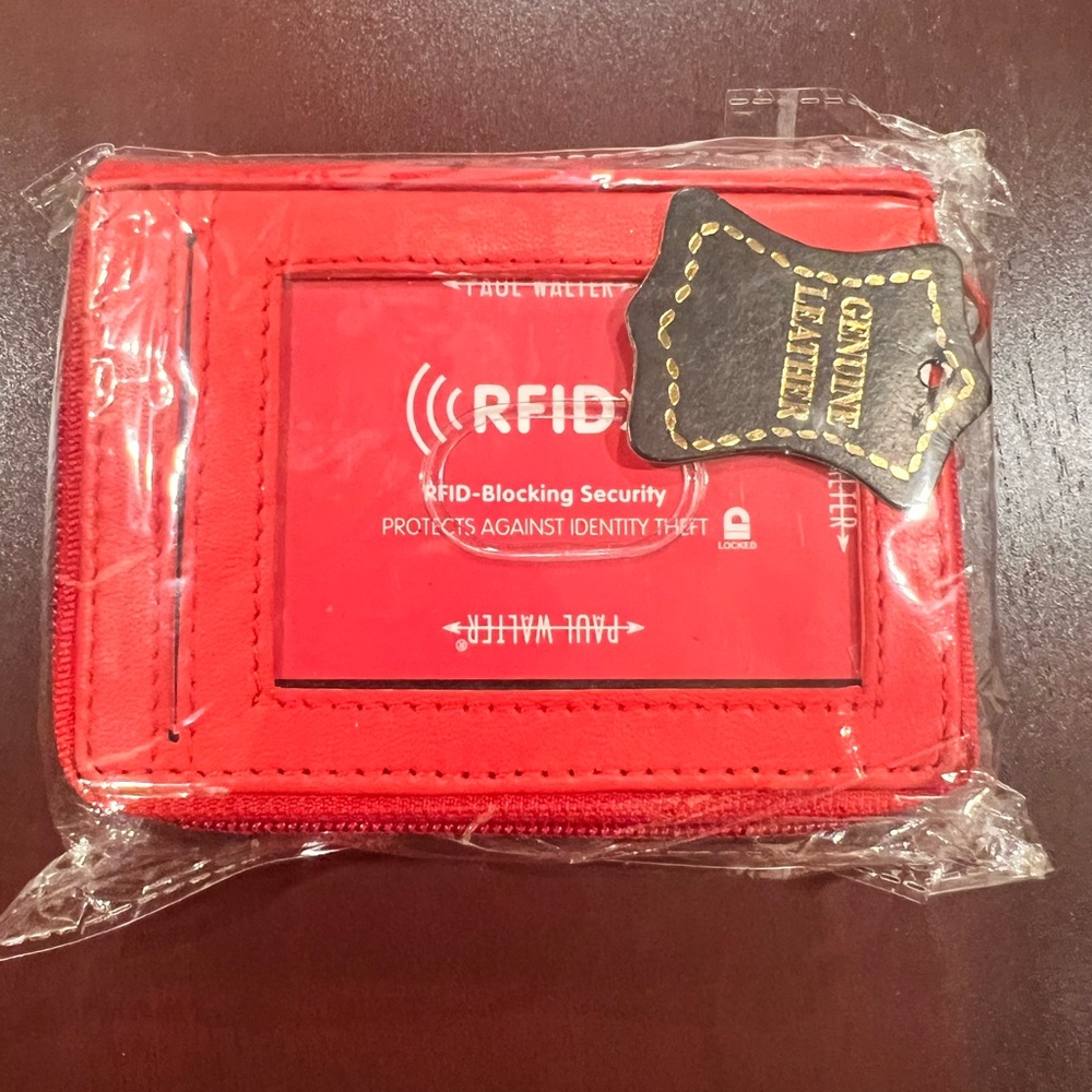 Red RFID-Blocking Leather Wallet
